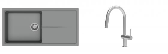 K-StrongSinks S3 Set dřez Labe 1000x500mm granit šedá + Baterie Neris celonerez