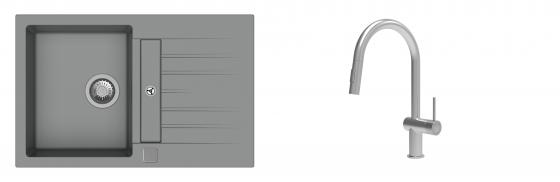 K-StrongSinks S3 Set dřez Vardar 780x500mm granit šedá + Baterie Neris celonerez