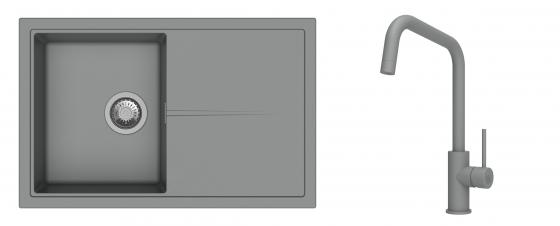 K-StrongSinks S3 Set dřez Labe 780x500mm granit šedá + Baterie Arda šedá