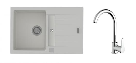 K-StrongSinks S3 Set dřez Vardar 780x500mm granit bílá + Baterie Seina chrom