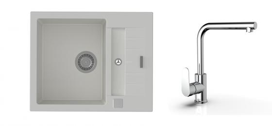 K-StrongSinks S3 Set dřez Vardar 615x500mm granit bílá + Baterie  Stréva chrom