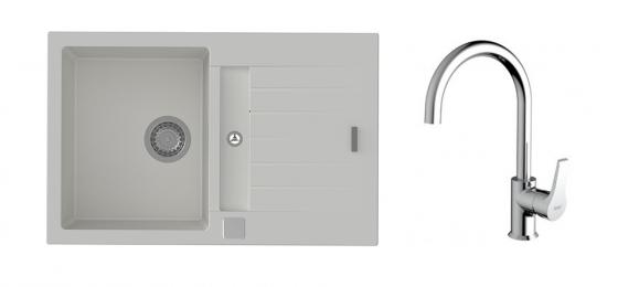 K-StrongSinks S3 Set dřez Vardar 780x500mm granit bílá + Baterie Rhona chrom
