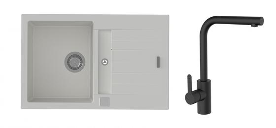 K-StrongSinks S3 Set dřez Vardar 780x500mm granit bílá + Baterie Ipoly černá