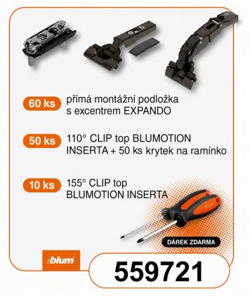 K-BLUM Závěs na Inserta 110°+155°(50+10), podložka a krytka (60+50) ONYX+2xdárek