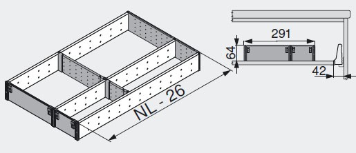 BLUM ZSI.550FI3 Orga Line příborník 550 nerez