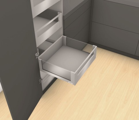K-BLUM Legrabox, zásuvka C free 500mm/40kg, Blumotion/TOB, šedá, vnitřní, reling
