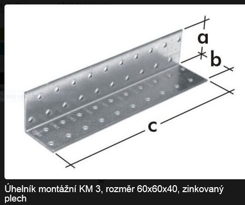 Rohový plech 60x60x40mm zinek bílý