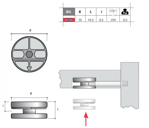 Excentr EC35 průměr 35mm surový