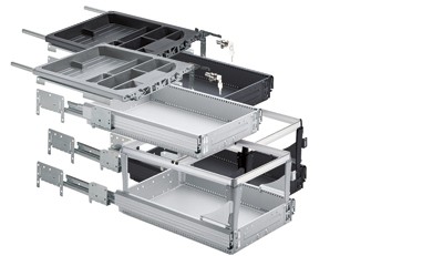 HETTICH 9111141 sada kontejner s plnovýsuvy s přesahem P2O 392x530 mm černá