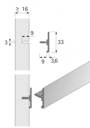 HETTICH 9011869 Org@Wall univerzální profil 1800 mm