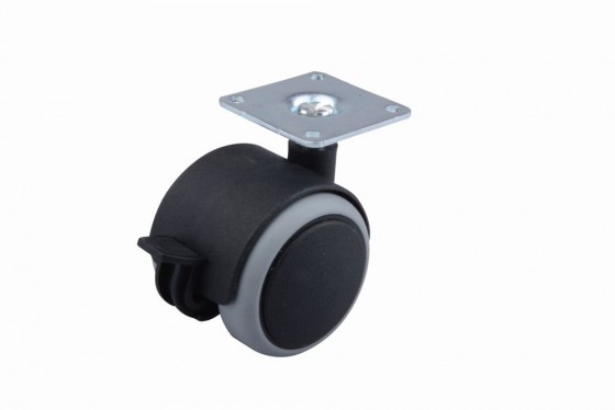 Kolečko pogumované s brzdou 50 mm šedé