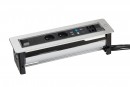 VersaTurn 2x 230V, 2x USB A 5V, 2x RJ45, HDMI, povrch nerez