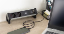 BACHMANN 937.134 Desk 2, alu black, 2x230V, 2x USB-A nabíjecí