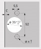HETTICH 9289592 Veosys závěs polonaložený nerez vrut TH52x5,5 SiSy