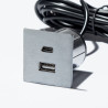 VersaPick nabíječka, 1x USB A/C, čtverec, nerez