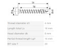 SPAX vrut 4x16mm půlkulatá hlava TXS W 4C