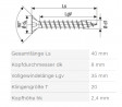 SPAX vrut 4x40 zápustná hlava TXS, W, 4C MH, černý zinek