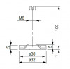 HETTICH 9318261 seřizovací soklový šroub, M8, 100 mm