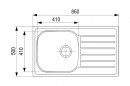 StrongSinks S1 Dřez Mohan 860x500mm s odkapem, horní montáž, nerez satén