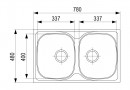 StrongSinks S1 Dřez Welland 780x480mm, dvojitý, horní montáž, leštěná nerez
