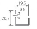 HETTICH 9136108 dveřní ukončovací lišta pro tloušťku dveří 18-19 mm, U 2050 mm