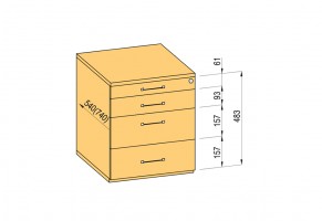 K-BBP kontejner 540/292mm typ 1 zásuvka kov částečný výsuv tlumený dotah