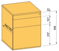 K-BBP kontejner 540/392 mm typ 5 zásuvka kov částečný výsuv TipAer