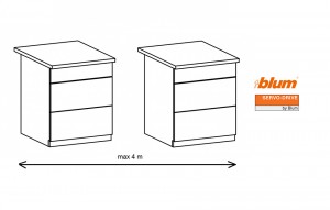 K-BLUM Servodrive sada, 2 korpusy x 3 zásuvky, korpus 760-769 mm