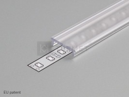 StrongLumio krycí lišta F k LED profilům 14 naklapávací 2000mm průsvitná
