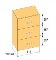 K-BBP kartotéka typ R3 pro vnitřní šířku 412/540 mm výška 1076mm s tlumením
