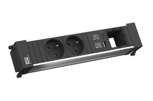 BACHMANN 916.528 zásuvková jednotka 2x 230V FR, USB A+C 22W + 1x volný modul