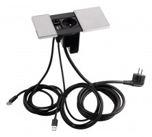 VersaPad 1x elektrická zásuvka 1xUSB, 1xRJ45 nerez