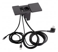 VersaPad 1x elektrická zásuvka 1xUSB, 1xRJ45 černá