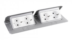 LEGRAND Pop-up dvojitá, 4x 230V, hliník, schuko