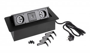 StrongPower Elektrická zásuvka 2x 230V, Francouzská, 2x USB A+C, černá