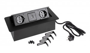 StrongPower Elektrická zásuvka 2x 230V, Schuko, 2x USB A+C, černá