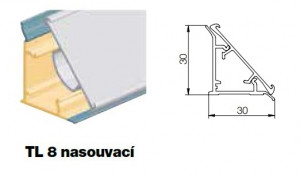 TL8 - Hliníková lišta nasouvací 4000/30/30