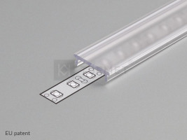StrongLumio krycí lišta C k LED profilům naklapávací, 3000mm průsvitná