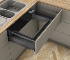 K-BLUM Merivobox, zásuvka E reling 450mm/40kg, tmavě šedá OG, Inserta, dřez