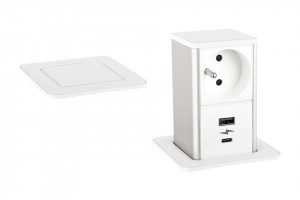 StrongPower PowerUp zásuvka, 1x230V, Francouzská, USB A+C nabíjecí, bílá