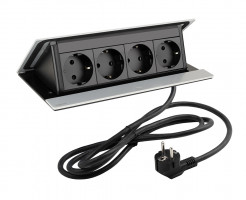 LEGRAND elektrická zásuvka PopUp, 4x 230V, Schuko, eloxovaný hliník