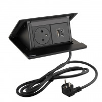 LEGRAND elektrická zásuvka PopUp, 1x 230V FR, 1x USB A+C, černá matná