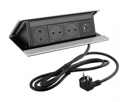 LEGRAND elektrická zásuvka PopUp, 3x 230V FR, 1x USB A+C, eloxovaný hliník