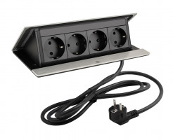 LEGRAND elektrická zásuvka PopUp, 4x 230V, Schuko, broušený hliník