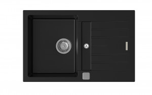 StrongSinks S3 Dřez granit Vardar 780 780x500mm s odkapem a vaničkou černá