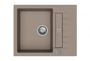 StrongSinks S3 Dřez granit Vardar 615 615x500mm s odkapem a vaničkou béžová