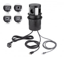StrongPower El. zásuvka vysouvací,4x230V, Schuko RJ45, USB A+C, HDMI, bezdr nab