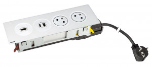 K- LEGRAND elektrická zásuvka Disq´In 2x 230V FR + 1x USB A+C, HDMI, bílá/bílá