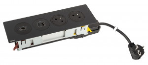 K- LEGRAND elektrická zásuvka Disq´In 2x 230V FR + 1x USB A+C, HDMI, černá/černá