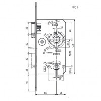 TWIN Zámek zadlabací levý plastová střelka závora WC/78mm